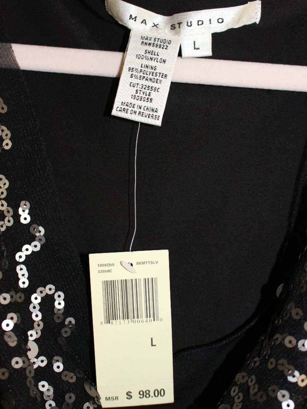 Women's Max Studio Black Sequin Swing Dress, Size Large - Picture 5 of 5